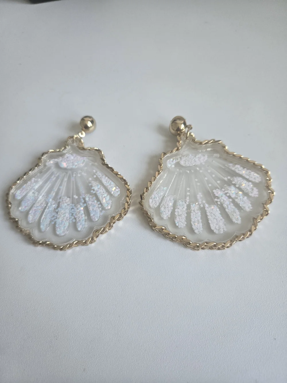 Aldo Gold-Trim Iridescent White Shell Drop Earrings